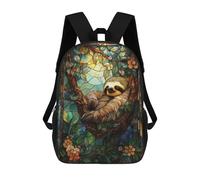 sinyumoney 17inch School Backpack for Girls Stained Glass Sloth Backpack 3D Printed Boy School Backpack Casual Daypack Rucksack for Middle School Students
