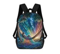 sinyumoney 17inch School Backpack for Girls Stargazing with Rainbow Backpack 3D Printed Boy School Backpack Casual Daypack Rucksack for Middle School Students