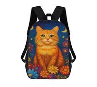 sinyumoney 17inch School Backpack for Girls Starry Night Cat Garden -5 Backpack 3D Printed Boy School Backpack Casual Daypack Rucksack for Middle School Students