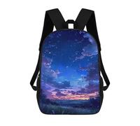 sinyumoney 17inch School Backpack for Girls Starry Night Sky Landscape Backpack 3D Printed Boy School Backpack Casual Daypack Rucksack for Middle School Students