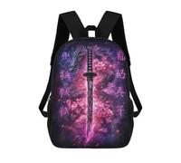 sinyumoney 17inch School Backpack for Girls Sword with Dragon And Flowers Backpack 3D Printed Boy School Backpack Casual Daypack Rucksack for Middle School Students