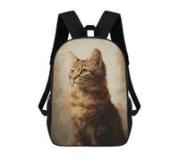 sinyumoney 17inch School Backpack for Girls Tabby Cat Portrait Painting -1 Backpack 3D Printed Boy School Backpack Casual Daypack Rucksack for Middle School Students