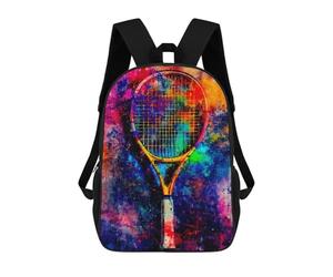 sinyumoney 17inch School Backpack for Girls Tennis Racket Abstract Art Backpack 3D Printed Boy School Backpack Casual Daypack Rucksack for Middle School Students