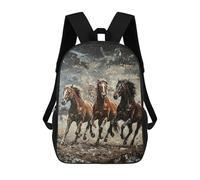 sinyumoney 17inch School Backpack for Girls Three Horses Running Painting Backpack 3D Printed Boy School Backpack Casual Daypack Rucksack for Middle School Students