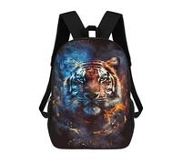 sinyumoney 17inch School Backpack for Girls Tiger Art Print Poster-2 Backpack 3D Printed Boy School Backpack Casual Daypack Rucksack for Middle School Students