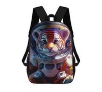 sinyumoney 17inch School Backpack for Girls Tiger Astronaut Backpack 3D Printed Boy School Backpack Casual Daypack Rucksack for Middle School Students