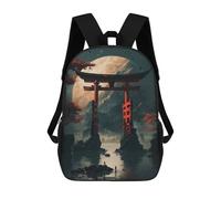 sinyumoney 17inch School Backpack for Girls Torii Gate And Planet Backpack 3D Printed Boy School Backpack Casual Daypack Rucksack for Middle School Students