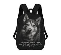 sinyumoney 17inch School Backpack for Girls Unique Siberian Husky Portrait Backpack 3D Printed Boy School Backpack Casual Daypack Rucksack for Middle School Students