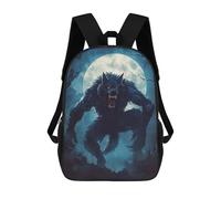 sinyumoney 17inch School Backpack for Girls Werewolf Under Full Moon Backpack 3D Printed Boy School Backpack Casual Daypack Rucksack for Middle School Students