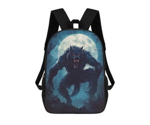 sinyumoney 17inch School Backpack for Girls Werewolf Under Full Moon Backpack 3D Printed Boy School Backpack Casual Daypack Rucksack for Middle School Students