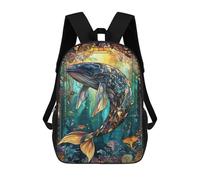 sinyumoney 17inch School Backpack for Girls Whale Backpack 3D Printed Boy School Backpack Casual Daypack Rucksack for Middle School Students
