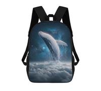 sinyumoney 17inch School Backpack for Girls Whale Breaching through Clouds Into Space Backpack 3D Printed Boy School Backpack Casual Daypack Rucksack for Middle School Students