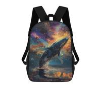 sinyumoney 17inch School Backpack for Girls Whale in Space Painting-4 Backpack 3D Printed Boy School Backpack Casual Daypack Rucksack for Middle School Students