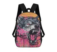 sinyumoney 17inch School Backpack for Girls Wild Wolf Graffiti Art Print Backpack 3D Printed Boy School Backpack Casual Daypack Rucksack for Middle School Students