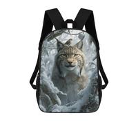 sinyumoney 17inch School Backpack for Girls Winter Lynx with Birds-2 Backpack 3D Printed Boy School Backpack Casual Daypack Rucksack for Middle School Students