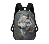 sinyumoney 17inch School Backpack for Girls Wolf in Autumn Forest Backpack 3D Printed Boy School Backpack Casual Daypack Rucksack for Middle School Students