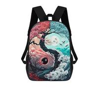sinyumoney 17inch School Backpack for Girls Yin And Yang Lunar Eclipse Backpack 3D Printed Boy School Backpack Casual Daypack Rucksack for Middle School Students