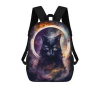sinyumoney 17inch School Student Backpack A Lunar Black Cat Children's Backpacks Children's School Backpack 3D Printed Travel Rucksacks Boy School Bag