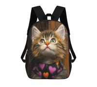 sinyumoney 17inch School Student Backpack Adorable Kitten in Heart Sweater -1 Children's Backpacks Children's School Backpack 3D Printed Travel Rucksacks Boy School Bag