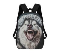 sinyumoney 17inch School Student Backpack Alaskan Malamute Bath Cap Children's Backpacks Children's School Backpack 3D Printed Travel Rucksacks Boy School Bag