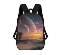 sinyumoney 17inch School Student Backpack Alien Sunset with Planets Children's Backpacks Children's School Backpack 3D Printed Travel Rucksacks Boy School Bag