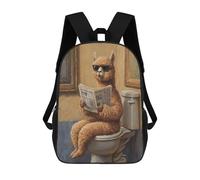 sinyumoney 17inch School Student Backpack Alpaca Reading Newspaper on Toilet-1 Children's Backpacks Children's School Backpack 3D Printed Travel Rucksacks Boy School Bag