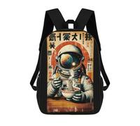 sinyumoney 17inch School Student Backpack Astronaut Eating Ramen in Space Children's Backpacks Children's School Backpack 3D Printed Travel Rucksacks Boy School Bag
