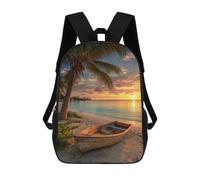sinyumoney 17inch School Student Backpack Beach Sunset Scene Children's Backpacks Children's School Backpack 3D Printed Travel Rucksacks Boy School Bag