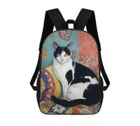 sinyumoney 17inch School Student Backpack Black And White Cat Painting Children's Backpacks Children's School Backpack 3D Printed Travel Rucksacks Boy School Bag