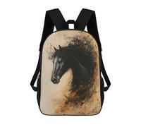 sinyumoney 17inch School Student Backpack Black Horse Portrait Children's Backpacks Children's School Backpack 3D Printed Travel Rucksacks Boy School Bag