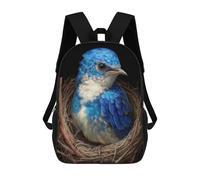 sinyumoney 17inch School Student Backpack Blue Bird Nest Painting Children's Backpacks Children's School Backpack 3D Printed Travel Rucksacks Boy School Bag