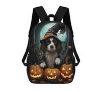 sinyumoney 17inch School Student Backpack Border Collie Halloween Children's Backpacks Children's School Backpack 3D Printed Travel Rucksacks Boy School Bag
