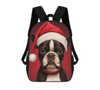sinyumoney 17inch School Student Backpack Boston Terrier Christmas Children's Backpacks Children's School Backpack 3D Printed Travel Rucksacks Boy School Bag