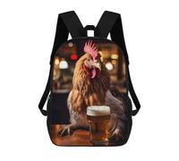 sinyumoney 17inch School Student Backpack Cheerful Chicken Art Children's Backpacks Children's School Backpack 3D Printed Travel Rucksacks Boy School Bag