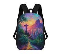 sinyumoney 17inch School Student Backpack Christ The Redeemer Sunset Children's Backpacks Children's School Backpack 3D Printed Travel Rucksacks Boy School Bag