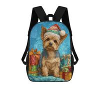 sinyumoney 17inch School Student Backpack Christmas Yorkie Gifts Children's Backpacks Children's School Backpack 3D Printed Travel Rucksacks Boy School Bag