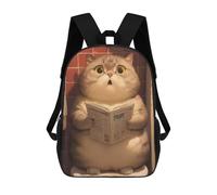 sinyumoney 17inch School Student Backpack Chubby Cat on Toilet 2 Children's Backpacks Children's School Backpack 3D Printed Travel Rucksacks Boy School Bag