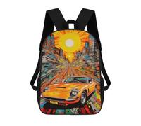 sinyumoney 17inch School Student Backpack City Speed Vibrant Sports Car Art Children's Backpacks Children's School Backpack 3D Printed Travel Rucksacks Boy School Bag