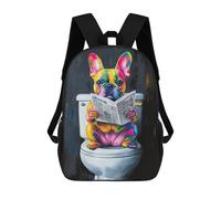 sinyumoney 17inch School Student Backpack Colorful Bulldog Reading Newspaper Children's Backpacks Children's School Backpack 3D Printed Travel Rucksacks Boy School Bag