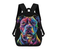 sinyumoney 17inch School Student Backpack Colorful Pitbull Dog Pit Bull Children's Backpacks Children's School Backpack 3D Printed Travel Rucksacks Boy School Bag