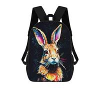 sinyumoney 17inch School Student Backpack Colorful Rabbit Portrait Children's Backpacks Children's School Backpack 3D Printed Travel Rucksacks Boy School Bag