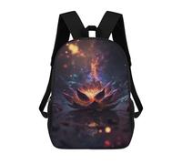 sinyumoney 17inch School Student Backpack Cosmic Bloom Black Lotus Children's Backpacks Children's School Backpack 3D Printed Travel Rucksacks Boy School Bag