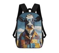 sinyumoney 17inch School Student Backpack Cow in Glasses Patchwork Shirt Children's Backpacks Children's School Backpack 3D Printed Travel Rucksacks Boy School Bag