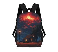 sinyumoney 17inch School Student Backpack Cozy Cabin Under A Stormy Sky Children's Backpacks Children's School Backpack 3D Printed Travel Rucksacks Boy School Bag