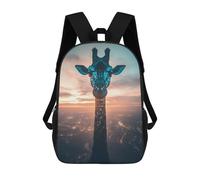 sinyumoney 17inch School Student Backpack Curious Cosmic Giraffe Children's Backpacks Children's School Backpack 3D Printed Travel Rucksacks Boy School Bag