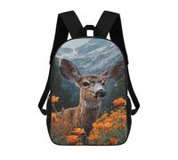 sinyumoney 17inch School Student Backpack Deer in Mountain Flowers Children's Backpacks Children's School Backpack 3D Printed Travel Rucksacks Boy School Bag