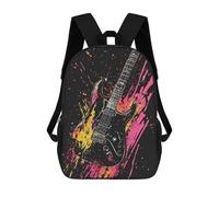 sinyumoney 17inch School Student Backpack Electric Guitar Splash Art Children's Backpacks Children's School Backpack 3D Printed Travel Rucksacks Boy School Bag