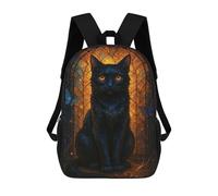 sinyumoney 17inch School Student Backpack Elegant Black Cat with Butterflies Children's Backpacks Children's School Backpack 3D Printed Travel Rucksacks Boy School Bag