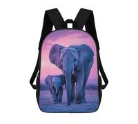 sinyumoney 17inch School Student Backpack Elephant Family at Sunset Children's Backpacks Children's School Backpack 3D Printed Travel Rucksacks Boy School Bag
