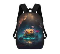 sinyumoney 17inch School Student Backpack Enchanted Lotus Cave Children's Backpacks Children's School Backpack 3D Printed Travel Rucksacks Boy School Bag